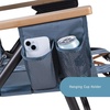 CleverMade Kove Midnight Black Beach Camping Chair, Hands Free Carrying Strap + Real Wood Handles & 2 Cup Holders, Foldable Reclining Low Profile Collapsible Lawn Chair, Holds 300 lbs(Blue)