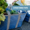 CleverMade EcoBasket Collapsible Tote Basket – Reusable Grocery Tote(Blue/Gray)