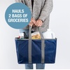 CleverMade EcoBasket Collapsible Tote Basket – Reusable Grocery Tote(Blue/Gray)