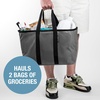 CleverMade EcoBasket Collapsible Tote Basket – Reusable Grocery Tote(Gray/Black)