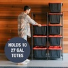 CleverMade Tote Tower Single 5-Tier Heavy-Duty Organizer Rack for 27 Gallon Storage Totes, Garage Storage Shelving Unit, Vertical Bin Rack for Pantry, Laundry Room & Shed, Black(Full)