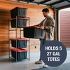 CleverMade Tote Tower Single 5-Tier Heavy-Duty Organizer Rack for 27 Gallon Storage Totes, Garage Storage Shelving Unit, Vertical Bin Rack for Pantry, Laundry Room & Shed, Black(Single)