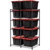 CleverMade Tote Tower Single 5-Tier Heavy-Duty Organizer Rack for 27 Gallon Storage Totes, Garage Storage Shelving Unit, Vertical Bin Rack for Pantry, Laundry Room & Shed, Black(Full)