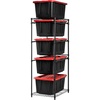CleverMade Tote Tower Single 5-Tier Heavy-Duty Organizer Rack for 27 Gallon Storage Totes, Garage Storage Shelving Unit, Vertical Bin Rack for Pantry, Laundry Room & Shed, Black(Single)