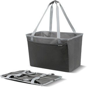 CleverMade EcoBasket Collapsible Tote Basket – Reusable Grocery Tote(Gray/Gray)