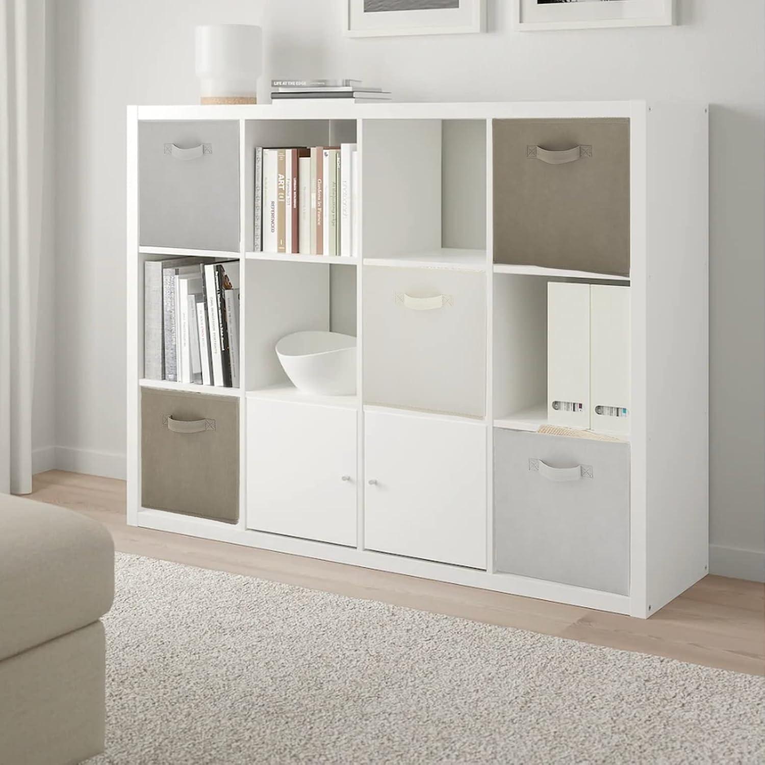 imageBox and beyond Lot de 12 Paniers de Rangement 27 x 27 x 27cm Tissu Jaune Pliables Avec Poignes Rangement Dco Chambre Salon Bureau Style ModerneJaune