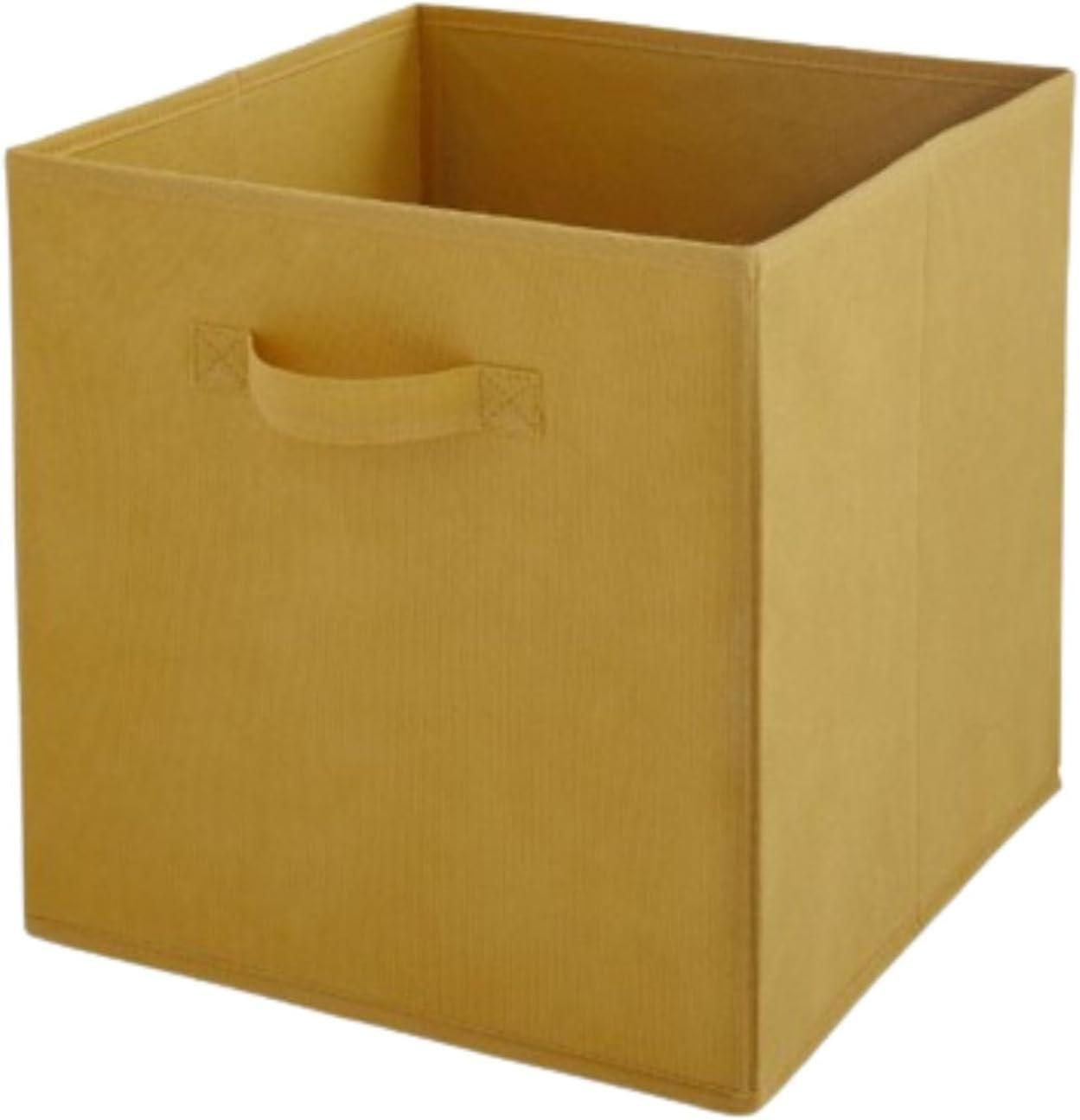 imageBox and beyond Lot de 12 Paniers de Rangement 27 x 27 x 27cm Tissu Jaune Pliables Avec Poignes Rangement Dco Chambre Salon Bureau Style ModerneJaune