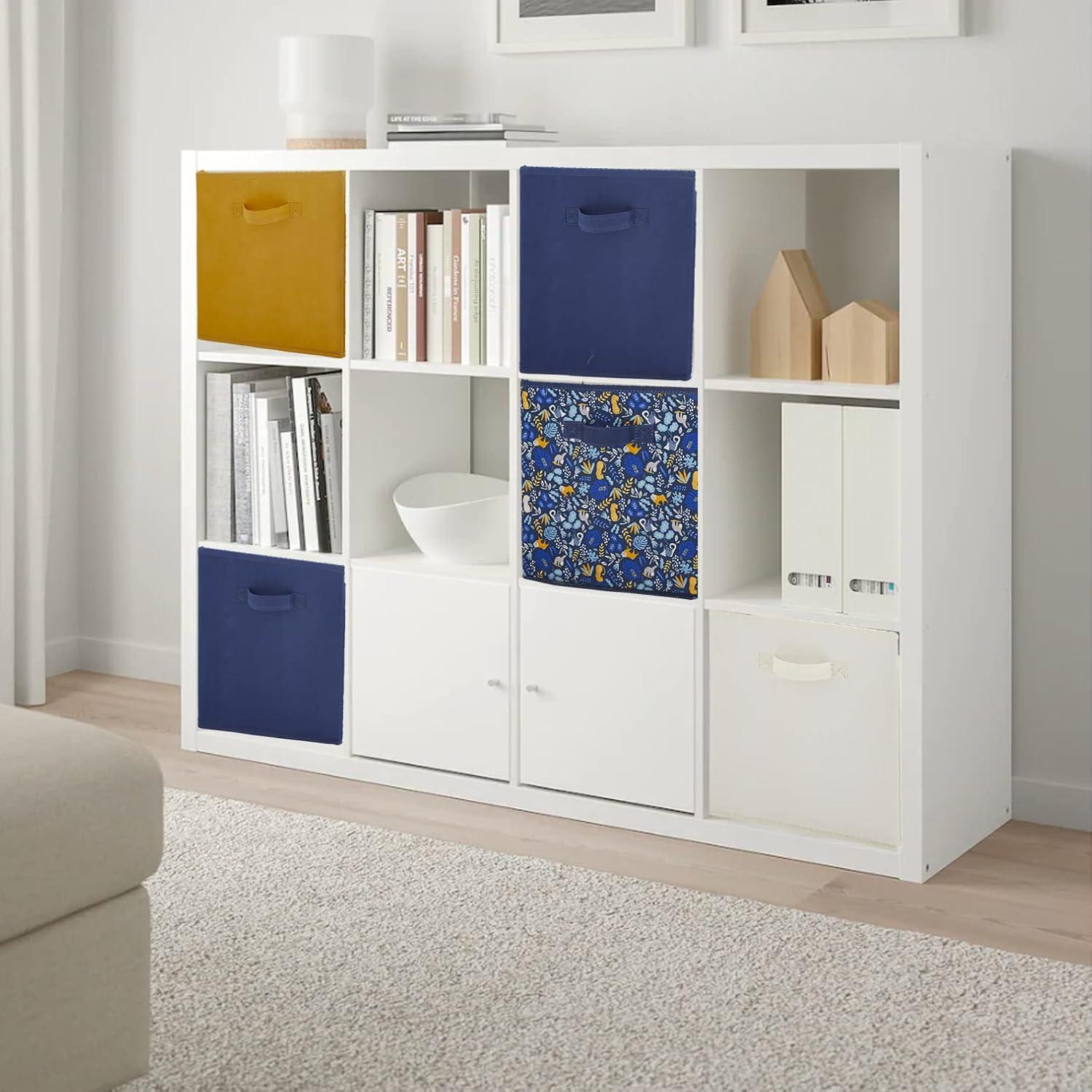 imageBox and beyond Lot de 12 Paniers de Rangement 27 x 27 x 27cm Tissu Jaune Pliables Avec Poignes Rangement Dco Chambre Salon Bureau Style ModerneJaune et Noir