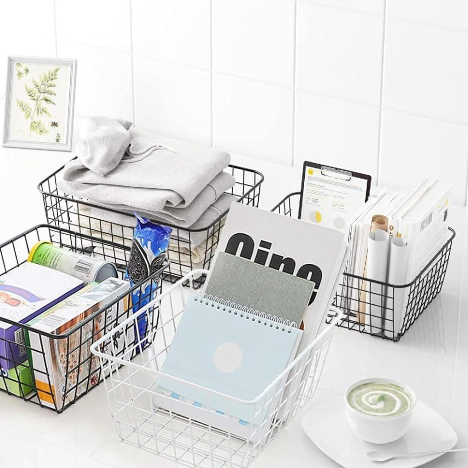 imagePARENCE Panier de Rangement en Mtal Organisateur Rectangulaire 20x15