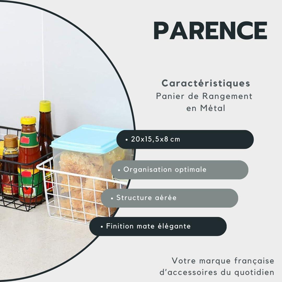 imagePARENCE Panier de Rangement en Mtal Organisateur Rectangulaire 20x15