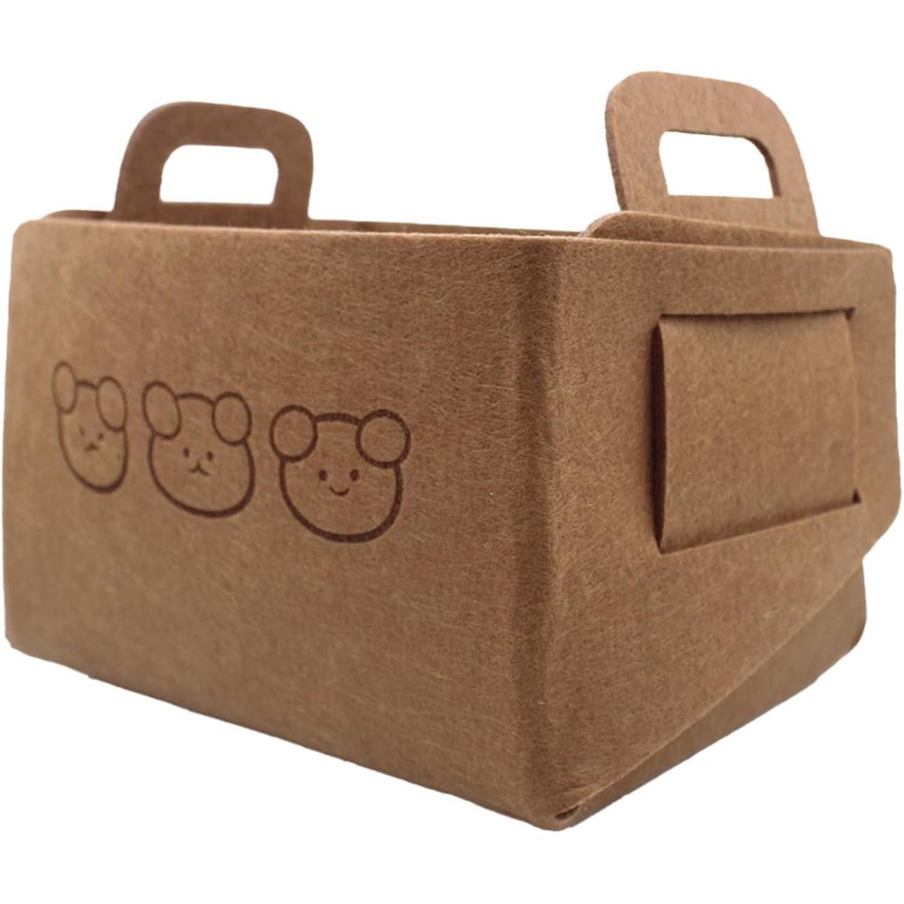 image1pc Bote de Rangement18 x 13 x 12cm Paniers de Rangement Pliables Panier Rangement Tissu Cube de Rangement TissuBac de Rangement Avec Poignes pour VtementsBeigeBrun Rougetre