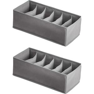 Amazon Basics Organiseur à tiroirs/organiseur pour vêtements, pliable pour armoire, chambre ou cuisine, lot de 6, gris(Lot de 2)