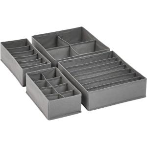 Amazon Basics Organiseur à tiroirs/organiseur pour vêtements, pliable pour armoire, chambre ou cuisine, lot de 6, gris(Lot de 4)