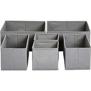 Amazon Basics Organiseur à tiroirs/organiseur pour vêtements, pliable pour armoire, chambre ou cuisine, lot de 6, gris(Lot de 6)