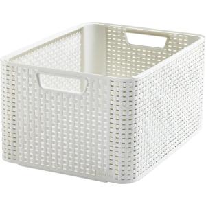 Curver Panier de Rangement Style 30L – Aspect Rotin Texturé – pour Chambre, Salon, Salle de Bain, Buanderie – 44,5x33x24,8 cm – Anthracite – 70% Recyclé(Ivoire)