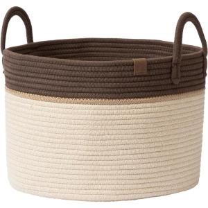 LA JOLIE MUSE Paniers de Rangement en Corde Tressée – Grand Panier en Coton, Panier à Linge pour ranger Couvertures, Jouets pour Enfants, Panier de Buanderie pour Vêtements Bébé(Oatmeal)