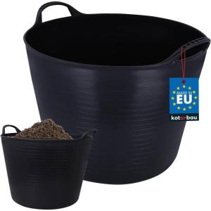 KOTARBAU® Auge en Caoutchouc Élastique 42L Seau Vert Fluo avec Poignées de Transport Panier de Jardin Universel et Flexible(Noir)