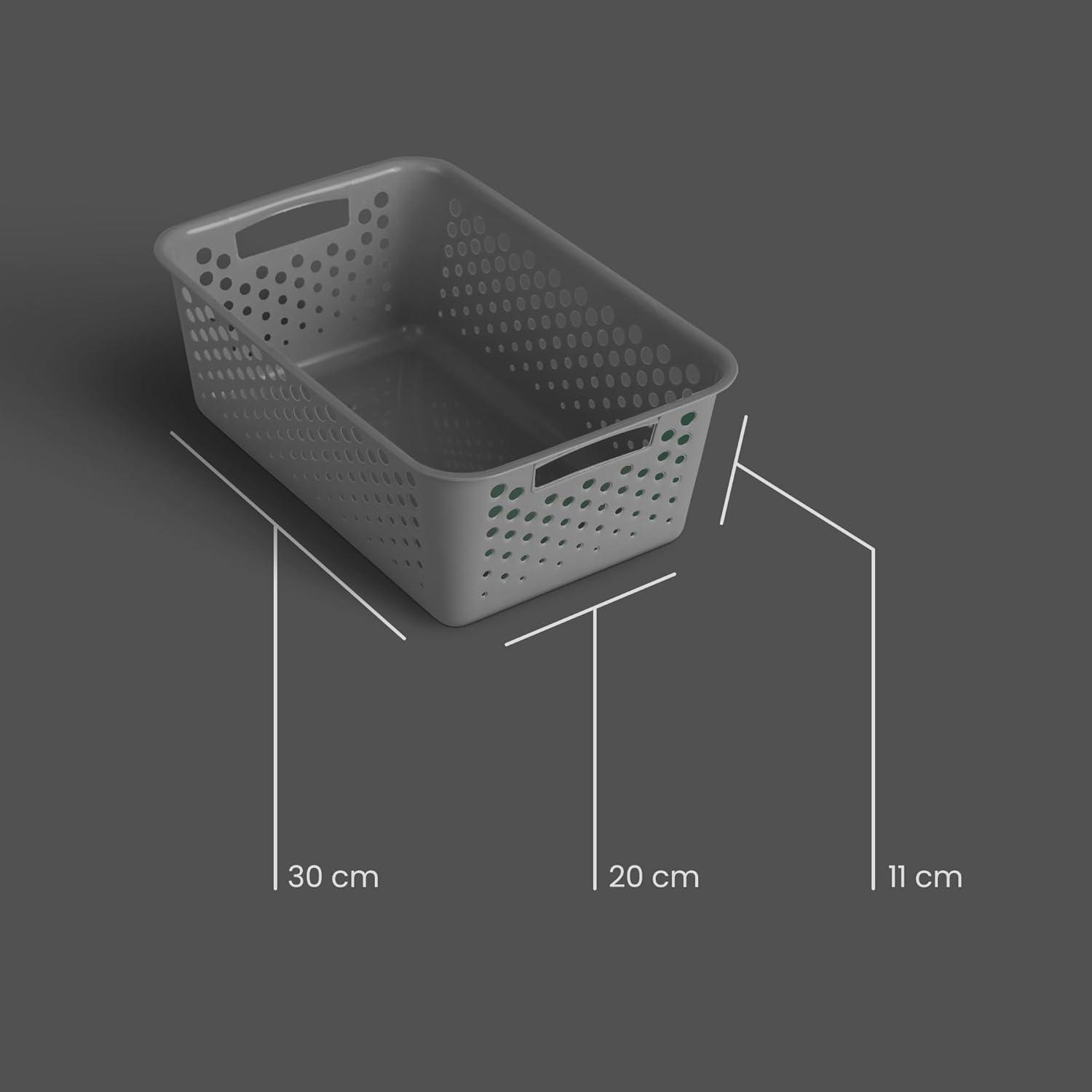 imageLot de 4 paniers de rangement de 2 l avec poignes sans BPA organiseur 25 x 16 x 8 cm anthracite pour salle de bain cuisine chambre coucher panier mnagerAnthracite