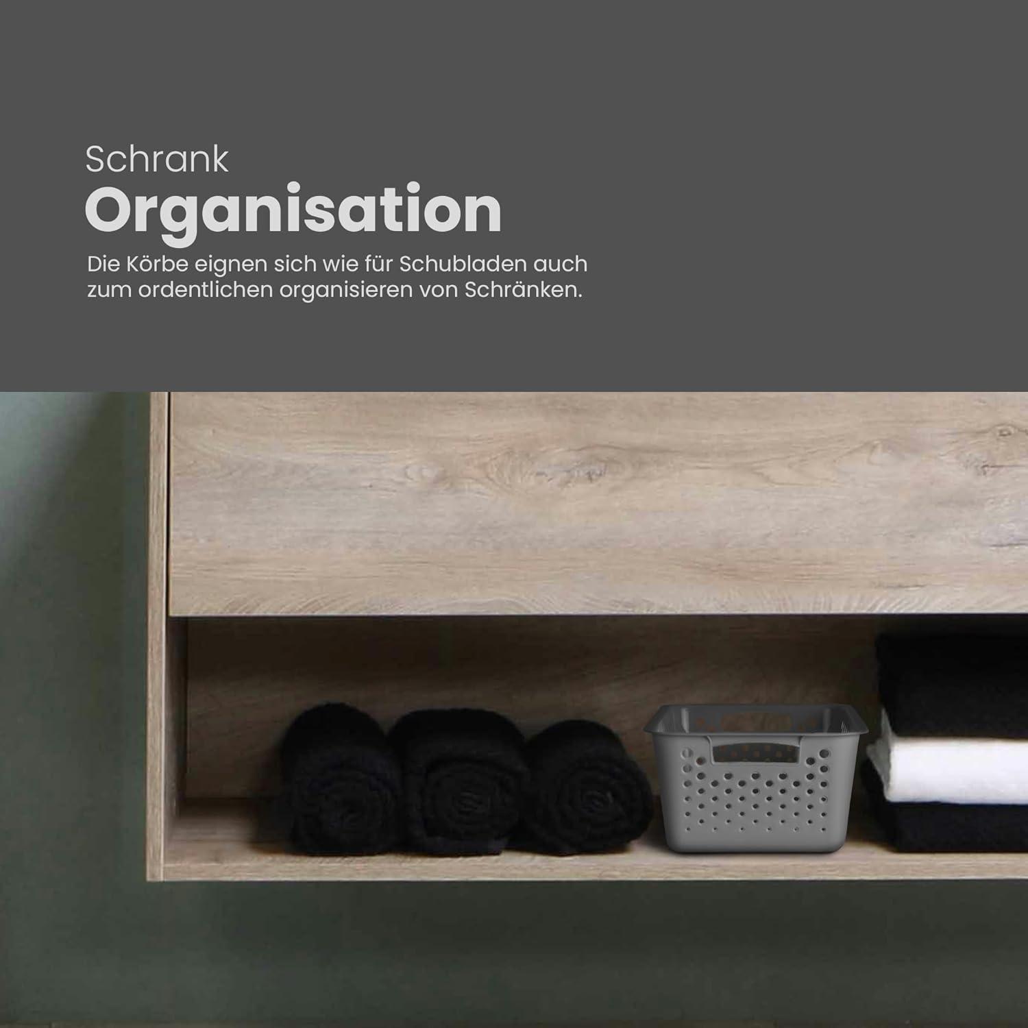 imageLot de 4 paniers de rangement de 2 l avec poignes sans BPA organiseur 25 x 16 x 8 cm anthracite pour salle de bain cuisine chambre coucher panier mnagerAnthracite