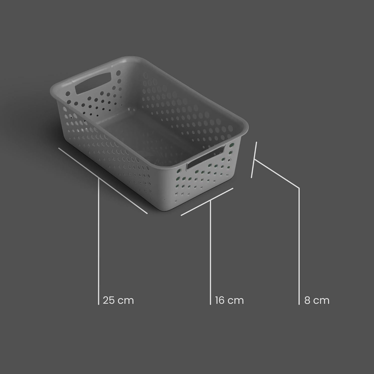 imageLot de 4 paniers de rangement de 2 l avec poignes sans BPA organiseur 25 x 16 x 8 cm anthracite pour salle de bain cuisine chambre coucher panier mnagerAnthracite