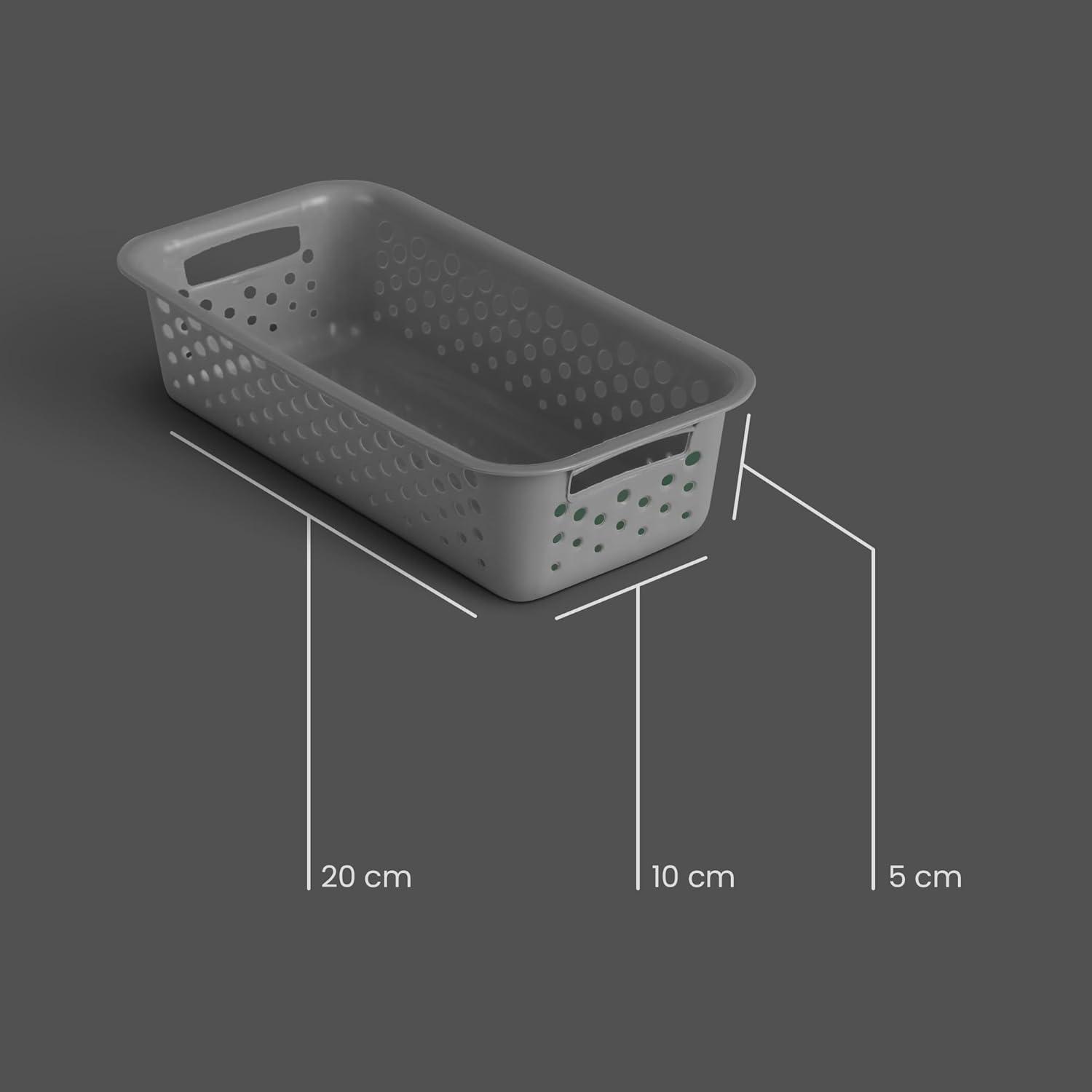 imageLot de 4 paniers de rangement de 2 l avec poignes sans BPA organiseur 25 x 16 x 8 cm anthracite pour salle de bain cuisine chambre coucher panier mnagerAnthracite