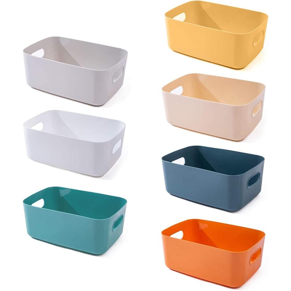 imageOWill Lot de 7 paniers de rangement en plastique Plusieurs couleurs pour cuisine placard bureau cole et maison