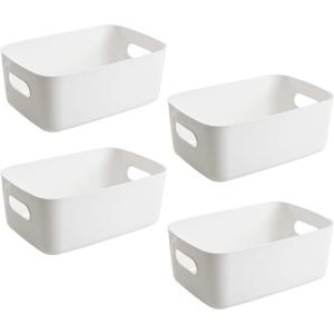 4 Pièces Panier de Rangement Plastique, Panier Rangement Salle de Bain, Panier Rangement Cuisine, Panier en Plastique Convient aux Cosmétiques Jouets Collations