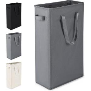 Panier à Linge Mince Panier à linge en tissu Oxford Pliable Panier à Linge Corbeille a Linge pour chambre à coucher, salle de bain, chambre d&rsquo;enfant 39x19x61CM,45L (Noir)(Gris Foncé – 45l)