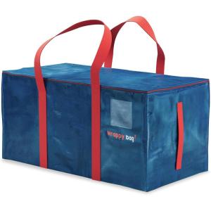 WRAPPYBAG Lot de 4 grands Sacs de Rangement plastique transparent – Sac XXL pour Déménagement/Voyage – Solide, Épais & Étanche avec Poignées Renforcées – pour Vêtement & Linge de Lit – 75 x 36 x 38 cm(Bleu)