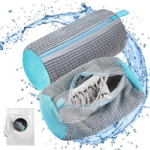 ot de 2 sacs de lavage pour chaussures en peluche,Sacs À Linge Chaussures Réutilisables,Fermeture éclair,Sac à pour machine à laver,pour chaussures de sport,de tennis (gris)(Gris)