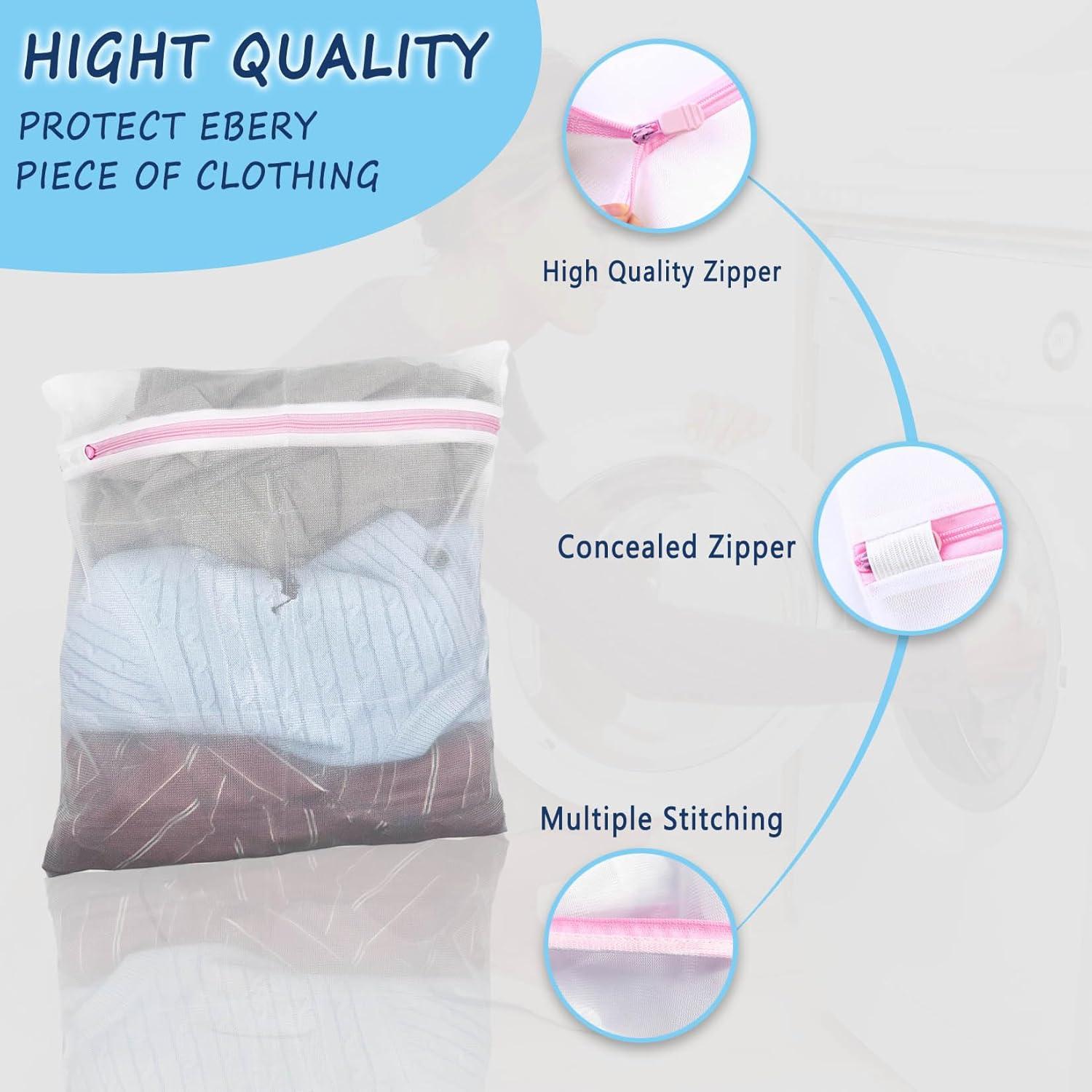 imageLot de 2 grands sacs linge en maille de 60 x 90 cm avec fermeture clair et cordon de serrage sac de lavage en maille durable pour linge dlicat lingerie chaussettes vtements de bb2 Pcs 50 x 60cm