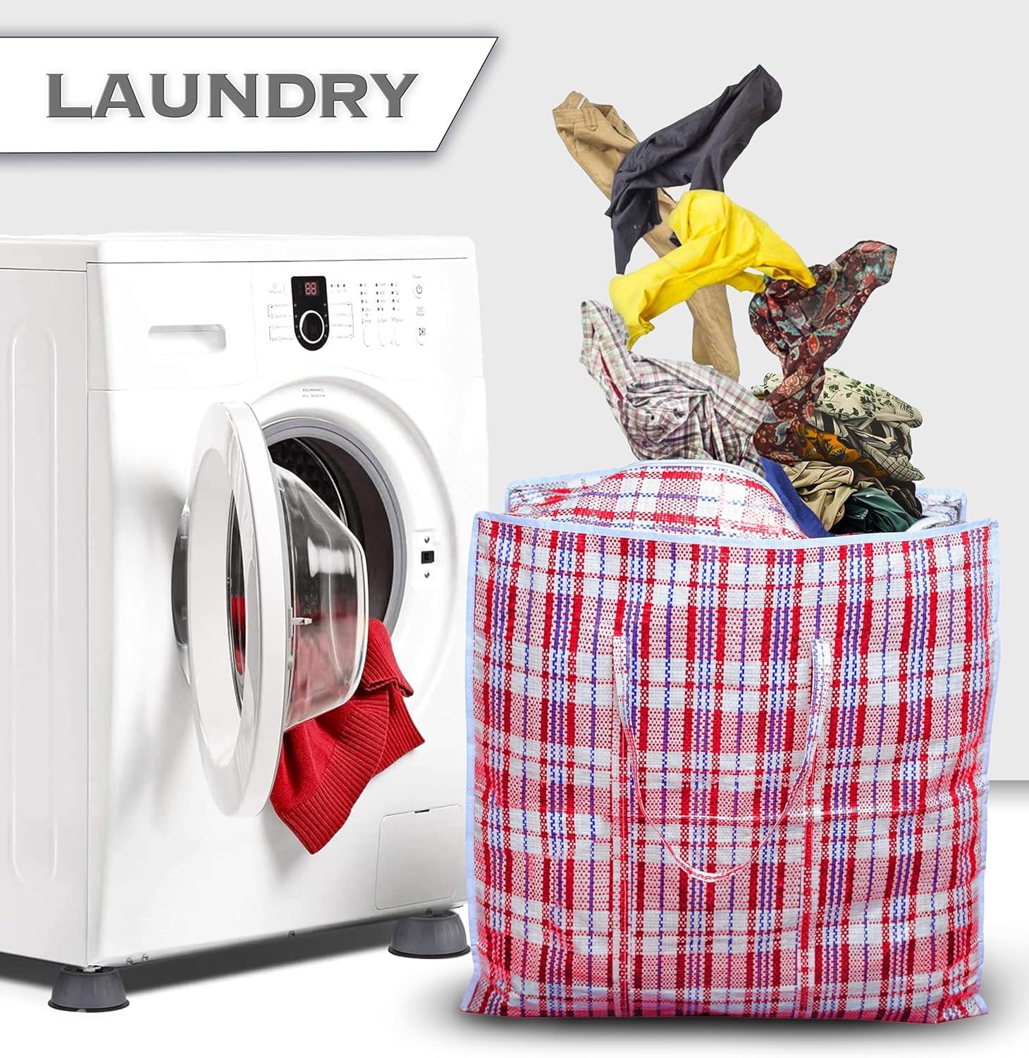 imageLot de 5 sacs linge solides extra larges avec fermeture clair rutilisables 60 x 80 cm
