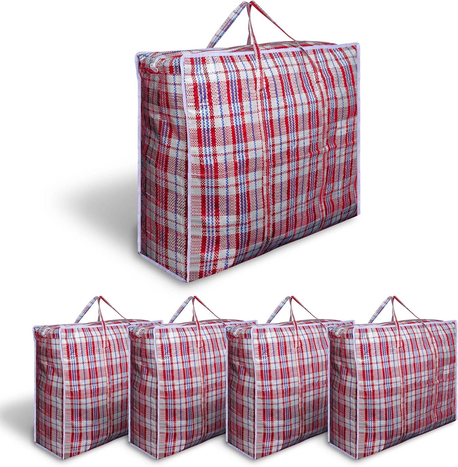 imageLot de 5 sacs linge solides extra larges avec fermeture clair rutilisables 60 x 80 cm