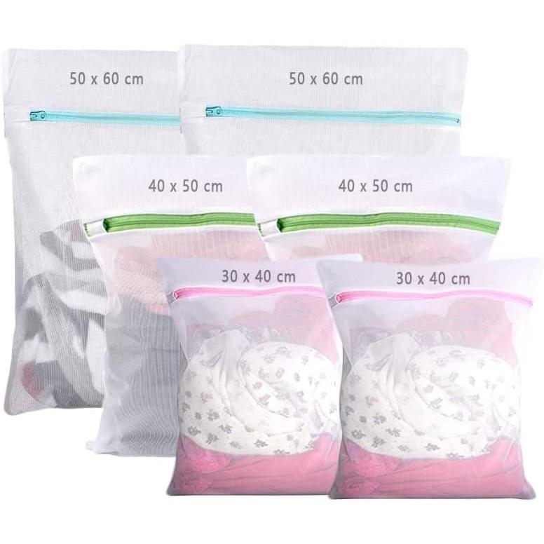imageLot de 2 grands sacs  linge en maille de 60 x 90 cm avec fermeture clair et cordon de serrage sac de lavage en maille durable pour linge dlicat lingerie chaussettes vtements de bb6 Pcs M  L  XL Filet  Linge