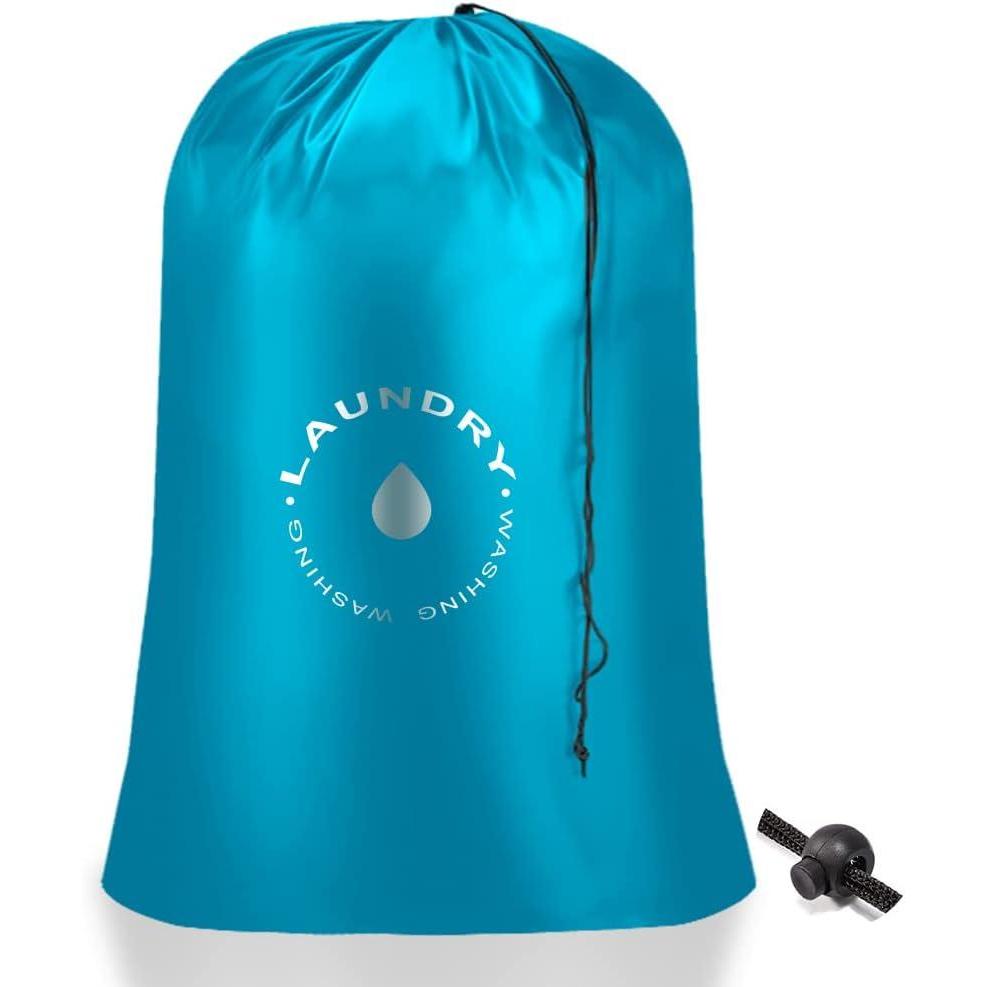 imageRomon Sac Linge de Rangement Sale Voyage Grands Blanchisserie Pliables Avec Cordon de Serrage Bleu 60 85cm