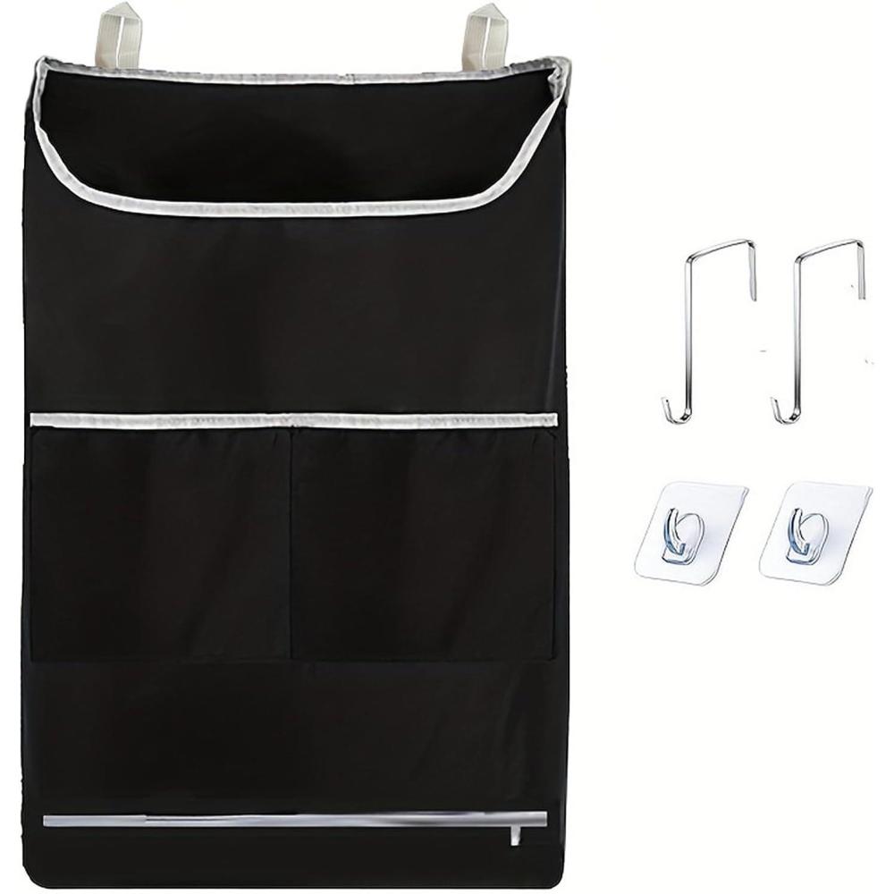 imageSac Linge Sac Linge Sale de Grande Pliable avec Crochets en Acier Inoxydable et Crochets Adhsifs Rsistants aux Dchirures pour le Voyage la Maison 78 x 48 cm Noir