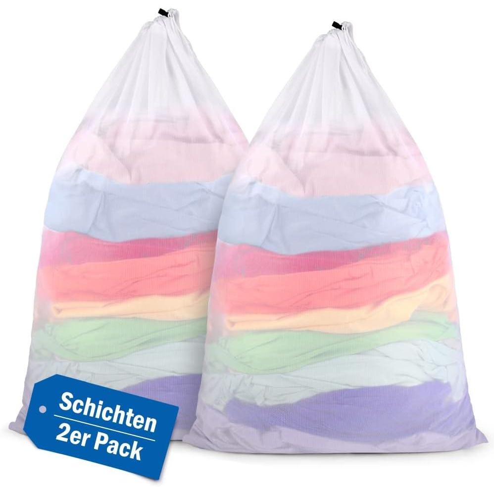 imageecooe Lot de 2 Filets Linge pour Machine Laver 90x60cmSacs linge avec fermeture par cordonTrs Grand XXL Sac de Lavage pour chemises manteaux couvertures draps chaussettes peluches etc3 Grands Sacs Linge