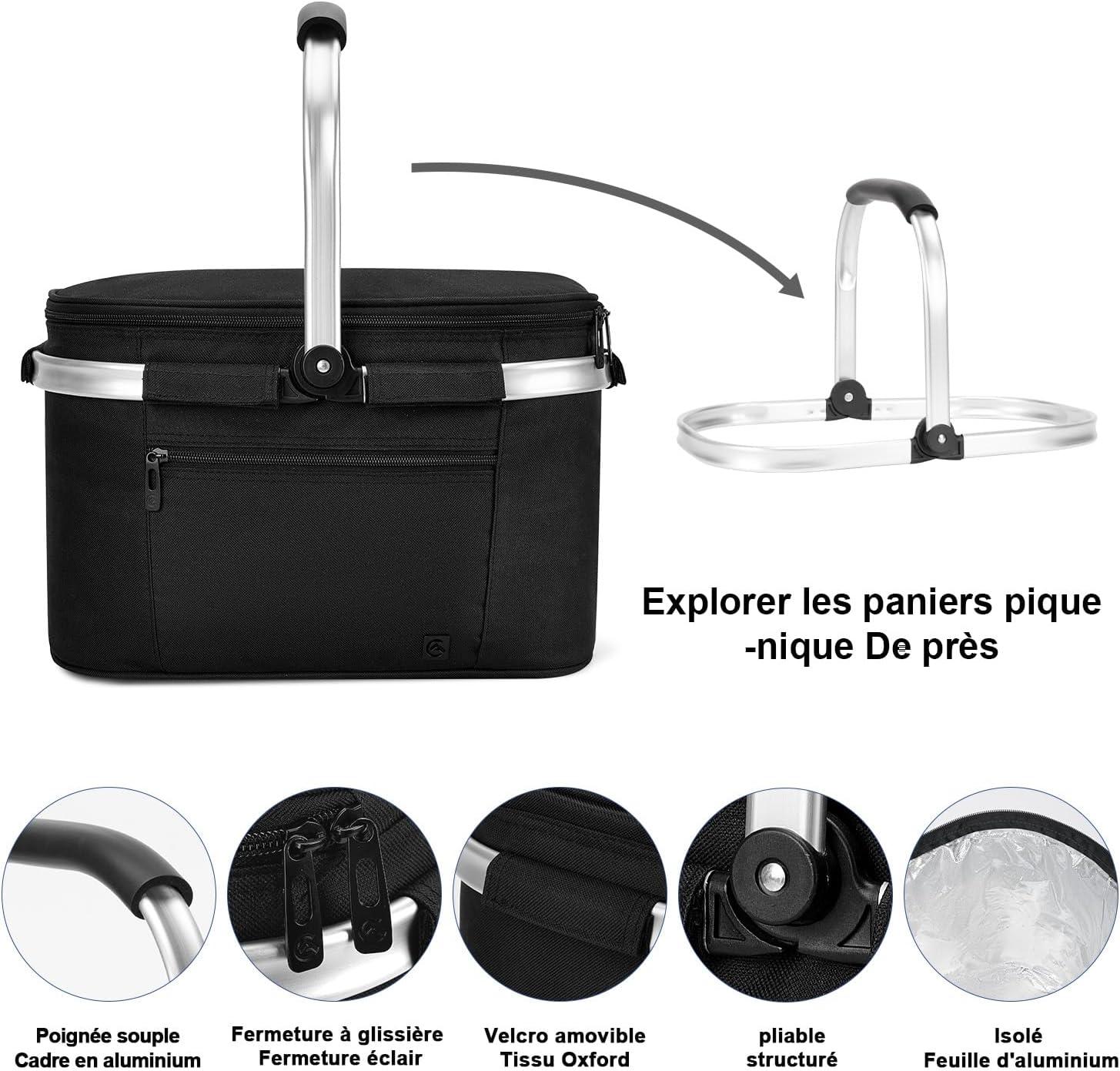 imageALLCAMP Sac Pique Nique Isotherme Pliable Glacire Souple Doublure tanche PorteRepas Camping Plage 4h Isolation ChaudFroid Bleu fonc 22LNoir1