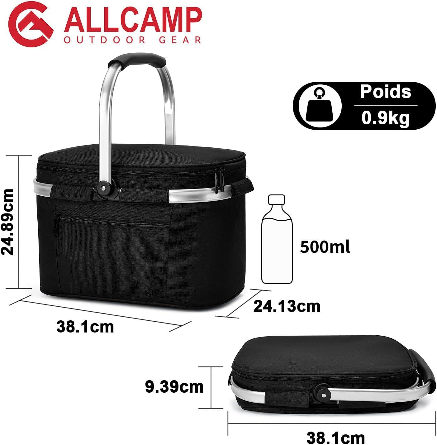imageALLCAMP Sac Pique Nique Isotherme Pliable Glacire Souple Doublure tanche PorteRepas Camping Plage 4h Isolation ChaudFroid Bleu fonc 22LNoir1