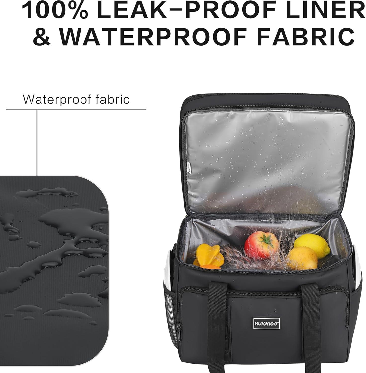 imageGlacire Grand Pliable Sac Isotherme Impermable Souple Glaciere pour Pique Nique Courses Camping Voyage picerie et Pche 42LNoir