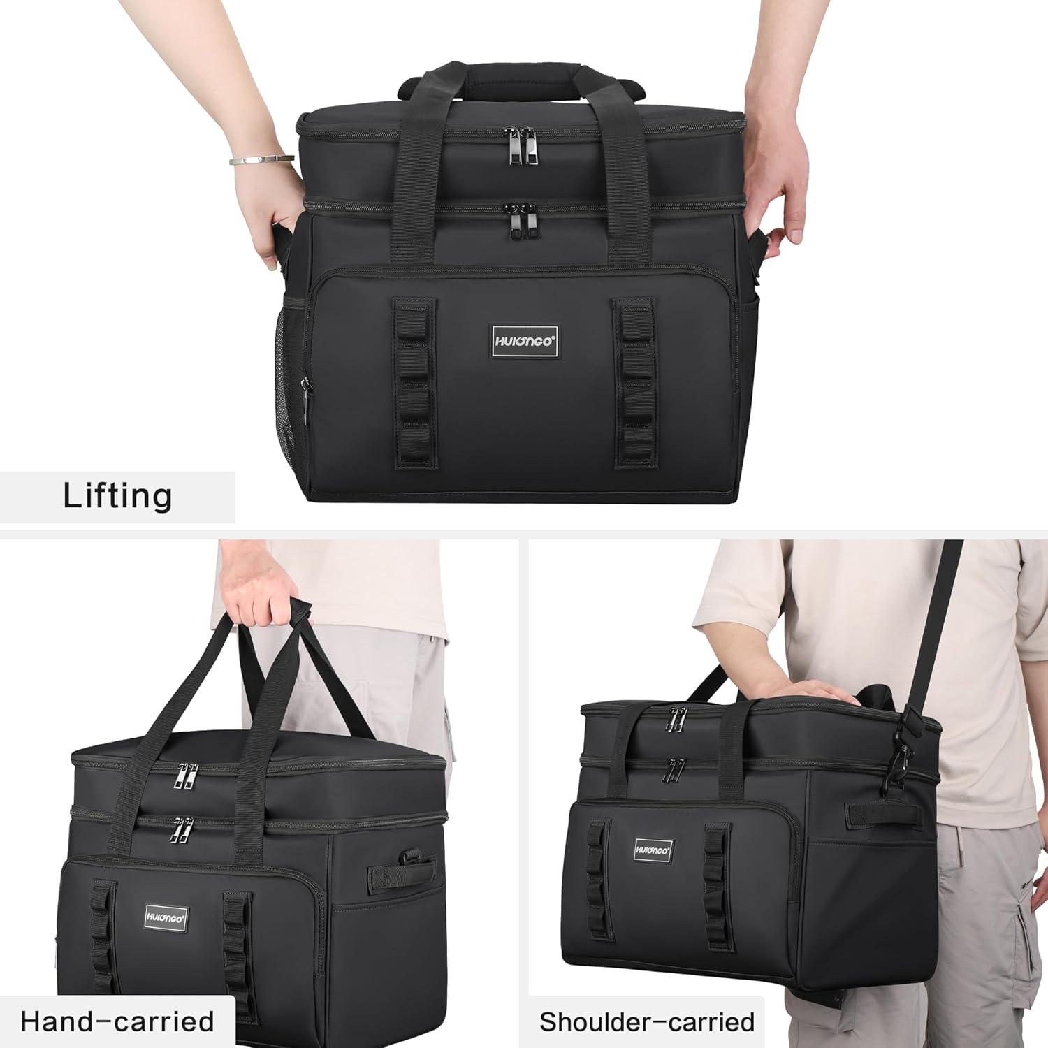 imageGlacire Grand Pliable Sac Isotherme Impermable Souple Glaciere pour Pique Nique Courses Camping Voyage picerie et Pche 42LNoir