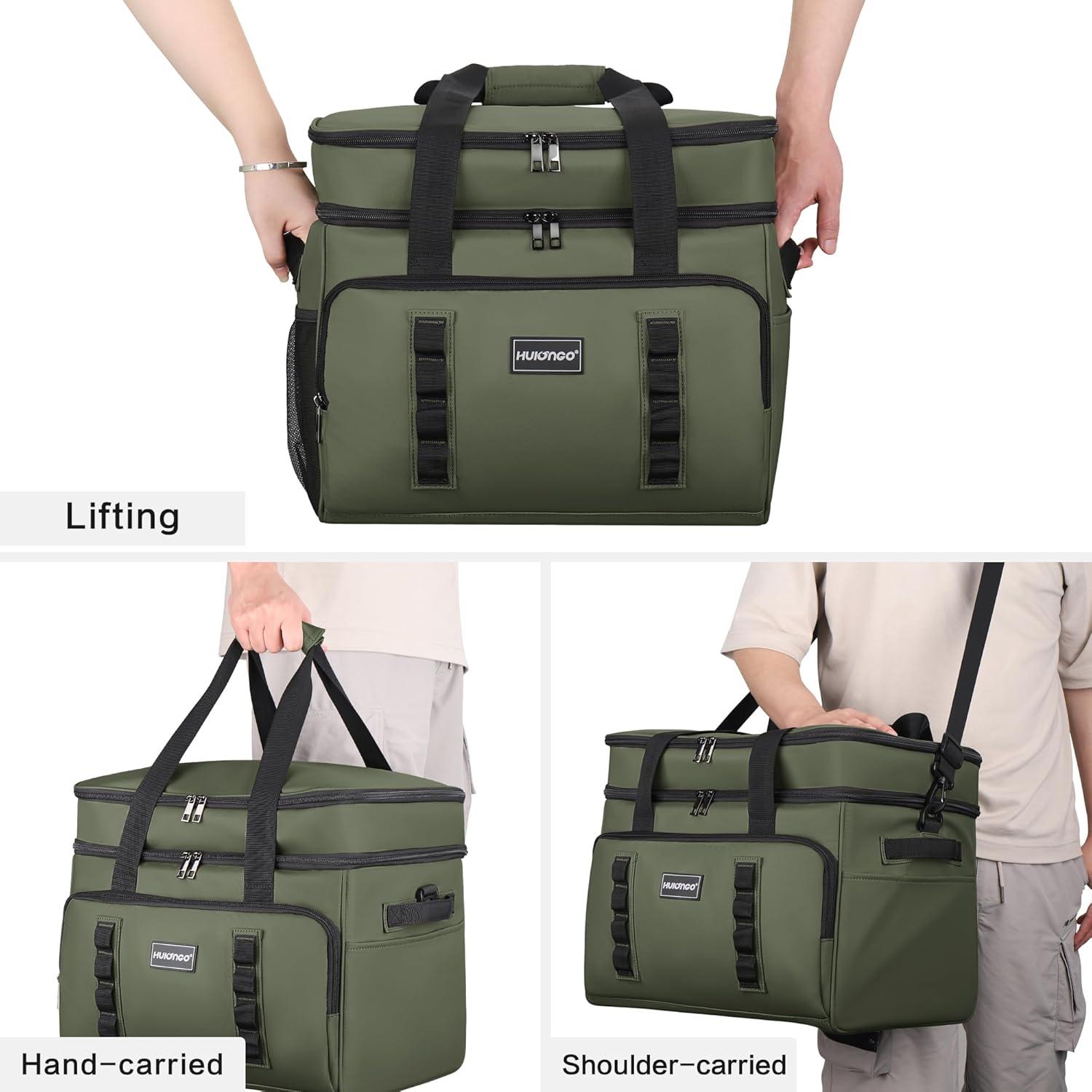 imageGlacire Grand Pliable Sac Isotherme Impermable Souple Glaciere pour Pique Nique Courses Camping Voyage picerie et Pche 42LVert