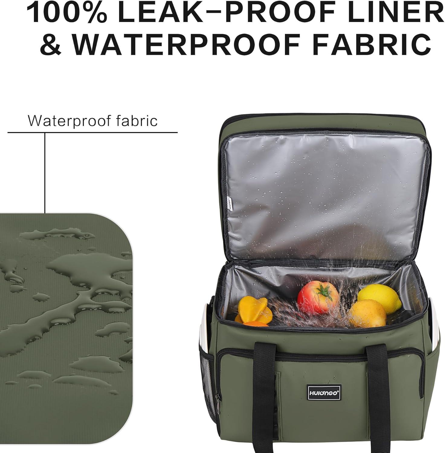 imageGlacire Grand Pliable Sac Isotherme Impermable Souple Glaciere pour Pique Nique Courses Camping Voyage picerie et Pche 42LVert