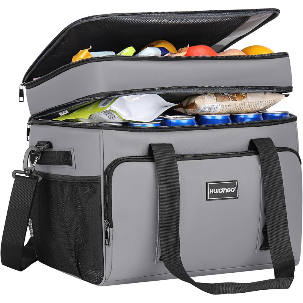 imageGlacire Grand Pliable Sac Isotherme Impermable Souple Glaciere pour Pique Nique Courses Camping Voyage picerie et Pche 42LGris
