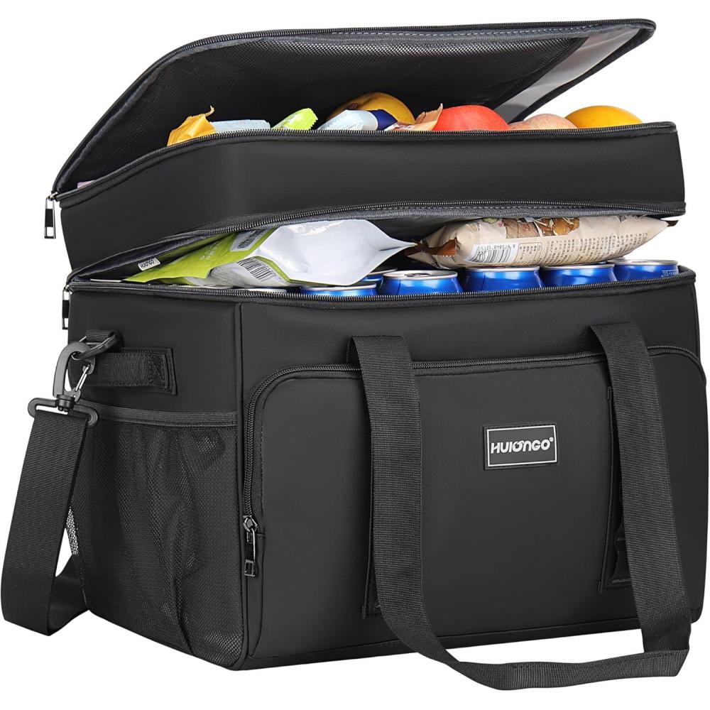 imageGlacire Grand Pliable Sac Isotherme Impermable Souple Glaciere pour Pique Nique Courses Camping Voyage picerie et Pche 42LNoir
