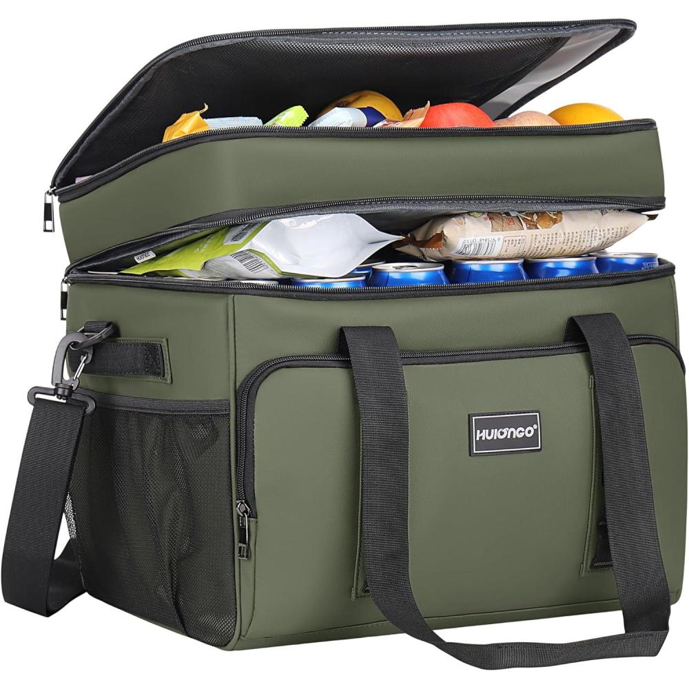 imageGlacire Grand Pliable Sac Isotherme Impermable Souple Glaciere pour Pique Nique Courses Camping Voyage picerie et Pche 42LVert
