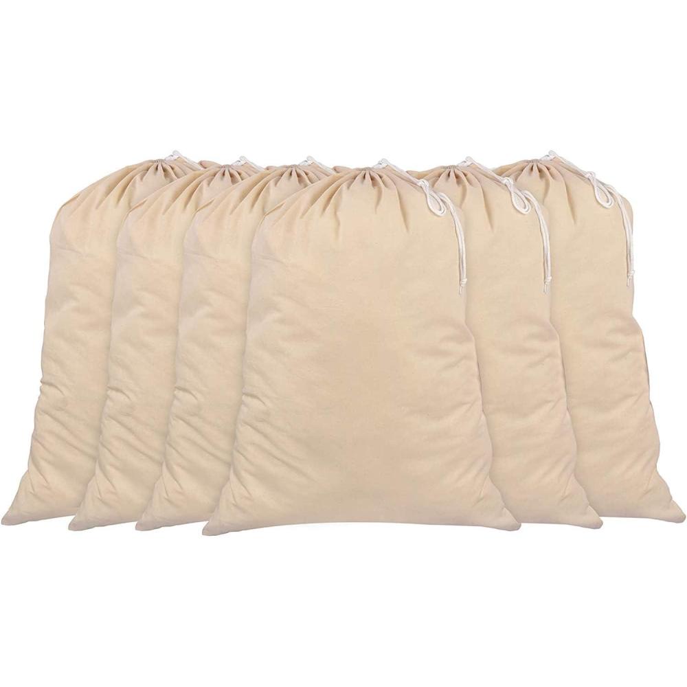 imageSweetNeedle 100 coton ExtraLarge sacs linge robustes de couleur naturelle 71 CM x 91 CM 28 po x 36 po6 Pack