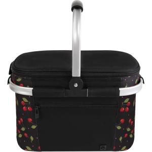ALLCAMP Sac Pique Nique Isotherme Pliable – Glacière Souple, Doublure Étanche, Porte-Repas, Camping, Plage, 4h Isolation Chaud/Froid Bleu foncé 22L(Cerise)