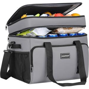 Glacière Grand Pliable Sac Isotherme Imperméable Souple Glaciere pour Pique Nique, Courses, Camping, Voyage, Épicerie et Pêche, 42L(Gris)