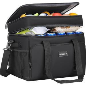 Glacière Grand Pliable Sac Isotherme Imperméable Souple Glaciere pour Pique Nique, Courses, Camping, Voyage, Épicerie et Pêche, 42L(Noir)